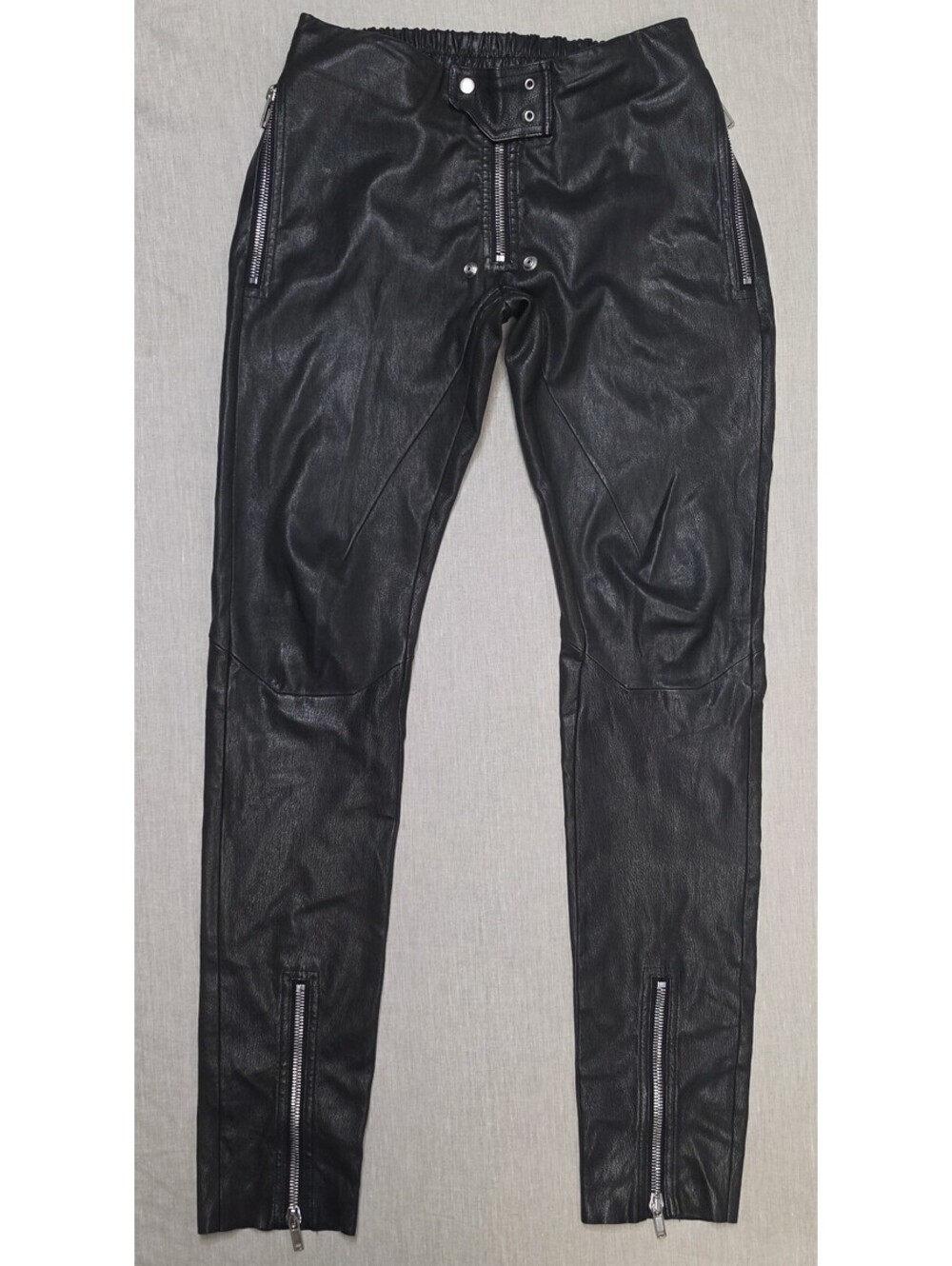 Rick Owens Bolan Banana Zipped Leather Pants Size 38